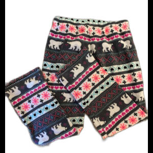 Victor Lounge  Pajama Pants Plus Size 1X Polar Bear Fleece Tie Elastic Waist